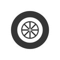 Car wheel white icon. Car wheel isolated. Vector illustration