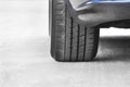 Car wheels on a background of asphalt. Car tires. Car wheel close up Royalty Free Stock Photo