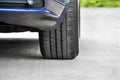 Car wheels on a background of asphalt. Car tires. Car wheel close up Royalty Free Stock Photo