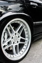 Car wheels close up on a background of asphalt. Car tires. Car wheel close-up Royalty Free Stock Photo