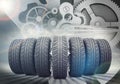 Car wheels set on abstract background Royalty Free Stock Photo