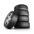 Car wheels and tires in a Stack Royalty Free Stock Photo
