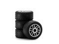 Car wheels tires tyres stack, isolated Royalty Free Stock Photo