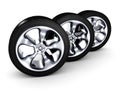 Car wheels on white background