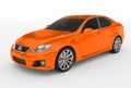 Car on white - orange paint, tinted glass - front-left Royalty Free Stock Photo