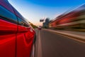 Car wiht motion blur background Royalty Free Stock Photo