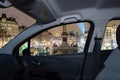 Car window view of Trafalgar Square at night, London, UK Royalty Free Stock Photo