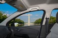 Car window with view of the Washington Monument, Washington DC, USA Royalty Free Stock Photo
