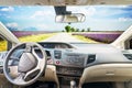 Car windscreen with road Royalty Free Stock Photo