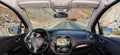 Car windshield with view of desert road, Death Valley, USA Royalty Free Stock Photo