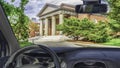 Car windshield view of the Harvard University Campus, Cambridge, USA Royalty Free Stock Photo