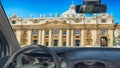 Car windshield with view of Saint Peter& x27;s Church, Rome, Italy Royalty Free Stock Photo