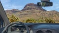 Car windshield view of Spirit Mountain, Grand Canyon, Arizona, USA Royalty Free Stock Photo