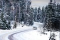 Car on winter road Royalty Free Stock Photo