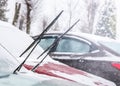 Car wiper blades in winter Royalty Free Stock Photo