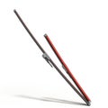Car wipers with red silicone coating 3d render isolate on white