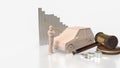 The car and wood hammer for Auction cars concept 3d rendering