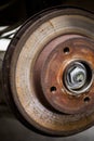 Car worn and rusty brake disk