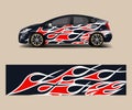 Car wrap decal design vector. Graphic abstract flame shapes racing designs for vehicle, rally, race, adventure template design