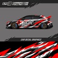 Car wrap decal graphic design. Abstract stripe racing background designs for wrap cargo van, race car, pickup truck, adventure veh Royalty Free Stock Photo