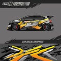 Car wrap decal graphic design. Abstract stripe racing background designs for wrap cargo van, race car, pickup truck, adventure veh Royalty Free Stock Photo