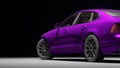 Car wrapped in violet matte chrome film. 3d rendering