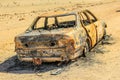 Abandoned burned car