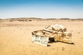 Car wreck in namibian desert Royalty Free Stock Photo