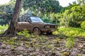Car wreck at the Pantanal Marimbus in Andarai, Bahia, Brazil, Chapada Diamantina Royalty Free Stock Photo