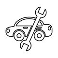 Car with wrench mechanic tool icon