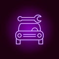 car wrench outline icon in neon style. Elements of car repair illustration in neon style icon. Signs and symbols can be used for Royalty Free Stock Photo