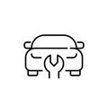 Car and wrench. Vehicle maintenance and repairs. Pixel perfect vector icon Royalty Free Stock Photo