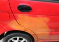 A car with wrong color paintjob repair Royalty Free Stock Photo