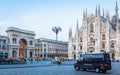 Carabineer car, also named Carabinieri, patrolling Milan City area and preventing crime