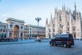Carabineer car, also named Carabinieri, patrolling Milan City area and preventing crime