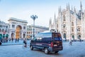 Carabineer car, also named Carabinieri, patrolling Milan City area and preventing crime