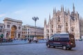 Carabineer car, also named Carabinieri, patrolling Milan City area and preventing crime