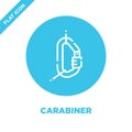 carabiner icon vector from camping collection. Thin line carabiner outline icon vector illustration. Linear symbol for use on web