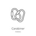 carabiner icon vector from hobbies collection. Thin line carabiner outline icon vector illustration. Outline, thin line carabiner