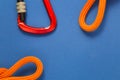 Carabiner and loop of climbing rope