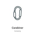 Carabiner outline vector icon. Thin line black carabiner icon, flat vector simple element illustration from editable camping Royalty Free Stock Photo