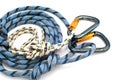 Carabiners without scratches and blue rope