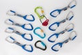 Carabiners with screw lock, with automatic twist lock, with straight gate and wire gate