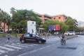 Carabinieri car surveying a street junction