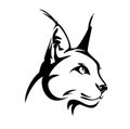 Caracal wild cat head black vector design