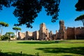 Caracalla springs ruins view from grounds framed with trees at R Royalty Free Stock Photo