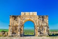 Caracalla Triumphal Arch at Volubilis, a UNESCO heritage site in Morocco Royalty Free Stock Photo