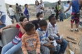 Caracas, Miranda Statel / Venezuela 04-06-2012 : boys and girls resting on a piece of furniture in El Morro in the Nazarene neigh