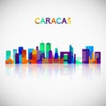 Caracas skyline silhouette in colorful geometric style.