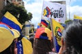 A rally against Maduro dictatorial regime in Caracas Venezuela shows Guaido supporters volunteering for humanitarian aid